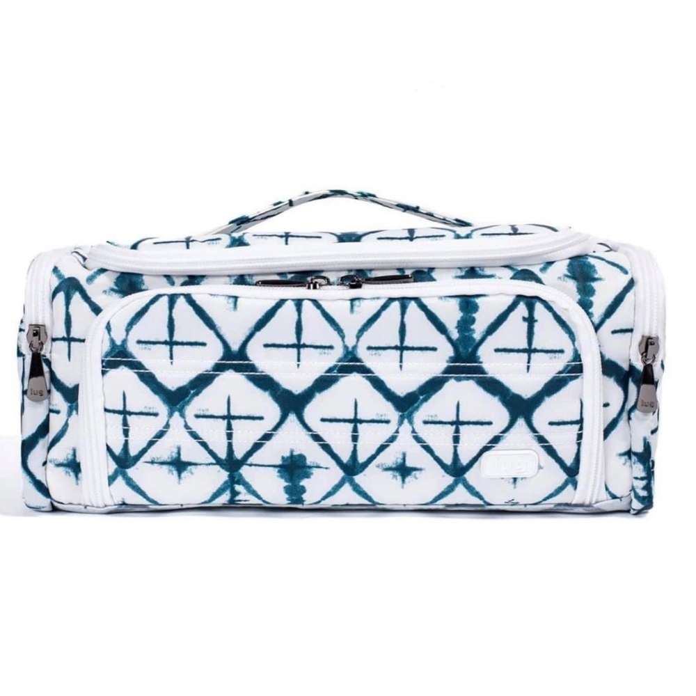 lug White and Teal Patterned Cosmetic Case
